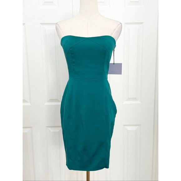 Vera Wang Lavender Strapless Bodycon Pencil Wiggle Sheath Mini Dress Teal 2 NWT - Picture 1 of 7